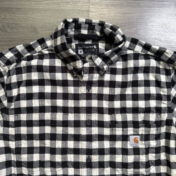Carhartt Mens Rugged Midweight Flannel Shirt - Black/White - Picture 2 of 6